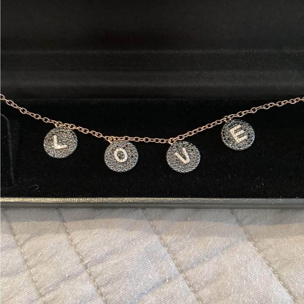 Bettina Javaheri black diamond rose gold love necklace RARE - Picture 6 of 16
